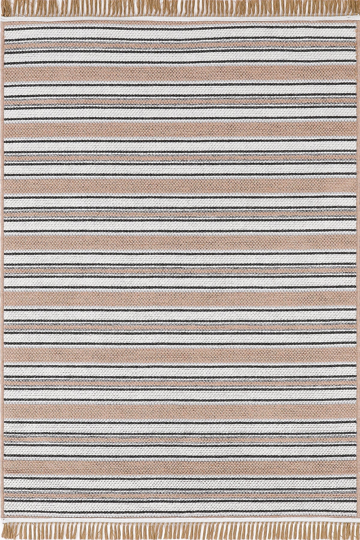 Empera-Qılım Ekru Modern Takma Saçaklı Kilim-1-Milagron.com