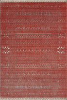 Empera-Violin Flamme Etnik Desenli Kırmızı Saçaklı Salon Halısı-1-Milagron.com