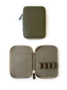 Eng Leather-A6 Ebatlı 4'lü Kalem Kılıfı Olive Green-Deri Kalem Çantası-1-Milagron.com