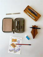 Eng Leather-A6 Ebatlı 4'lü Kalem Kılıfı Olive Green-Deri Kalem Çantası-2-Milagron.com