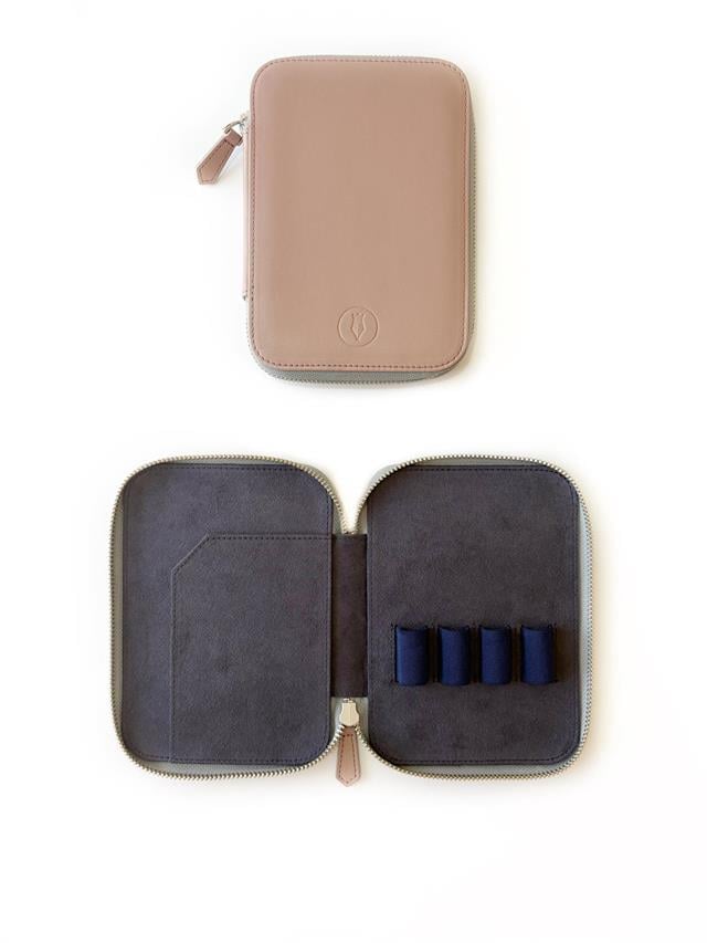 Eng Leather-A6 Ebatlı 4'lü Kalem Kılıfı Rose Nude-Deri Kalem Çantası-1-Milagron.com