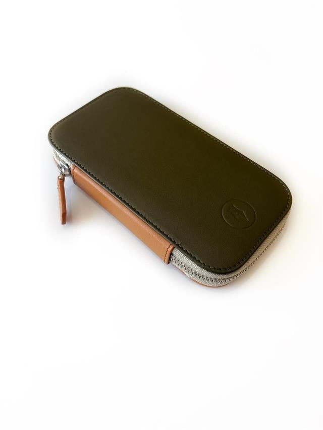 Eng Leather-Deri Koleksiyonu 3'lü Kalem Çantası Olive Tan-Deri Kalem Çantası-3-Milagron.com