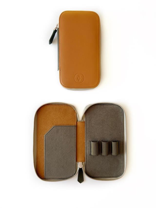 Eng Leather-Deri Koleksiyonu 3'lü Kalem Çantası Tan Olive-Deri Kalem Çantası-1-Milagron.com