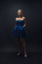 Esra Adıgüzel-Cie - Likra Tafta Katlama Detaylı Straplez Elbise-Elbise-1-Milagron.com