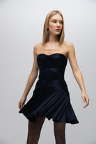 Esra Adıgüzel-Mar - Drape Detaylı Straplez Mini Elbise-Elbise-1-Milagron.com