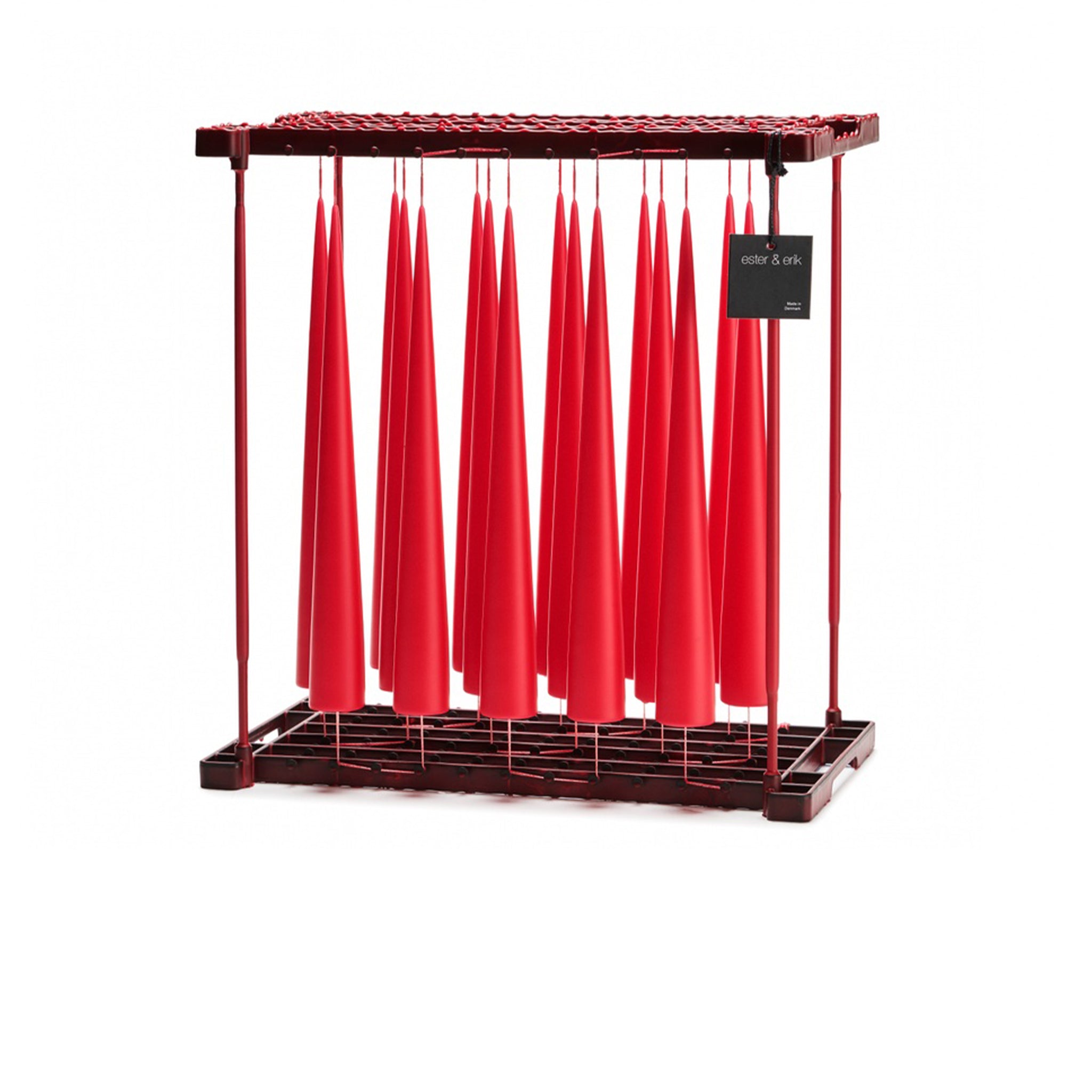 Ester&Erik-Kırmızı Kokusuz 2'li Kalın Konik Mum 37 Cm-Mum-2-Milagron.com