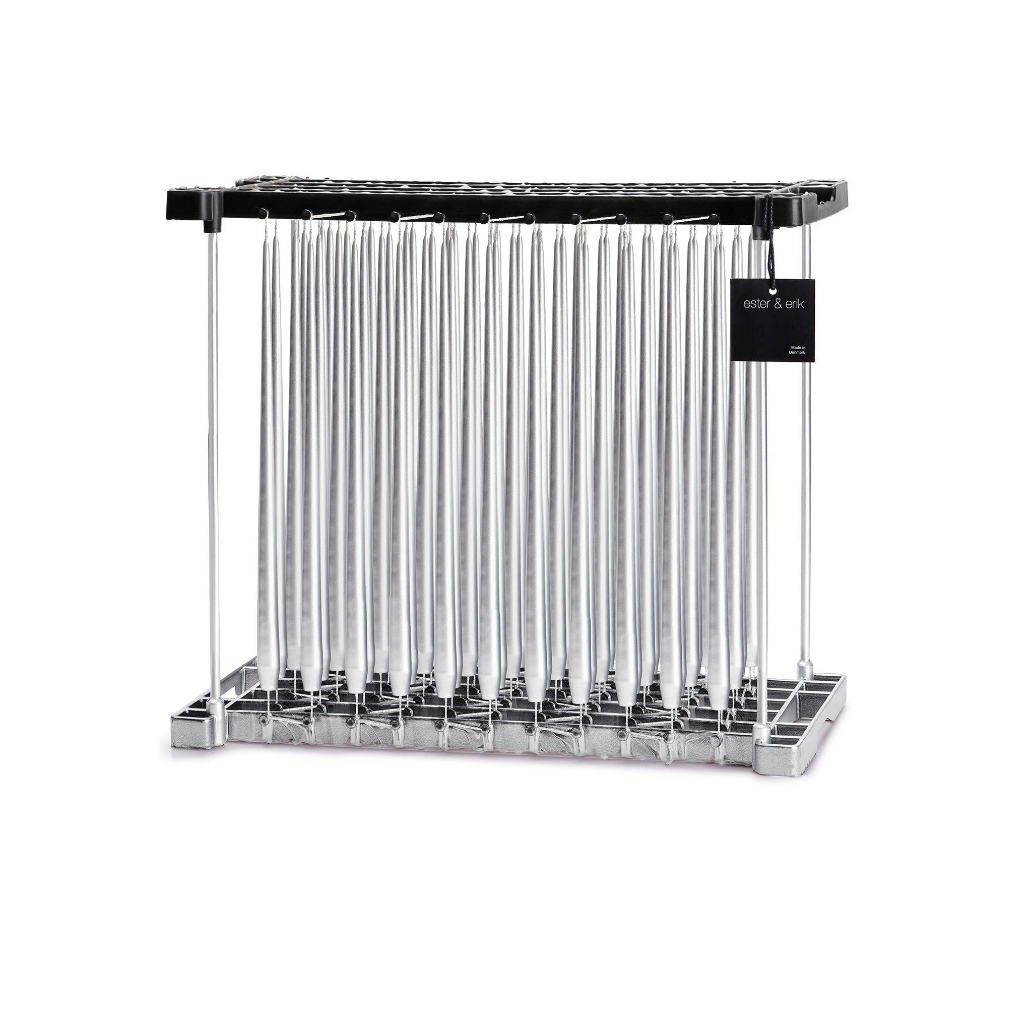 Ester&Erik-Parlak Gümüş Kokusuz 2'li Konik Mum 32 Cm-Mum-2-Milagron.com