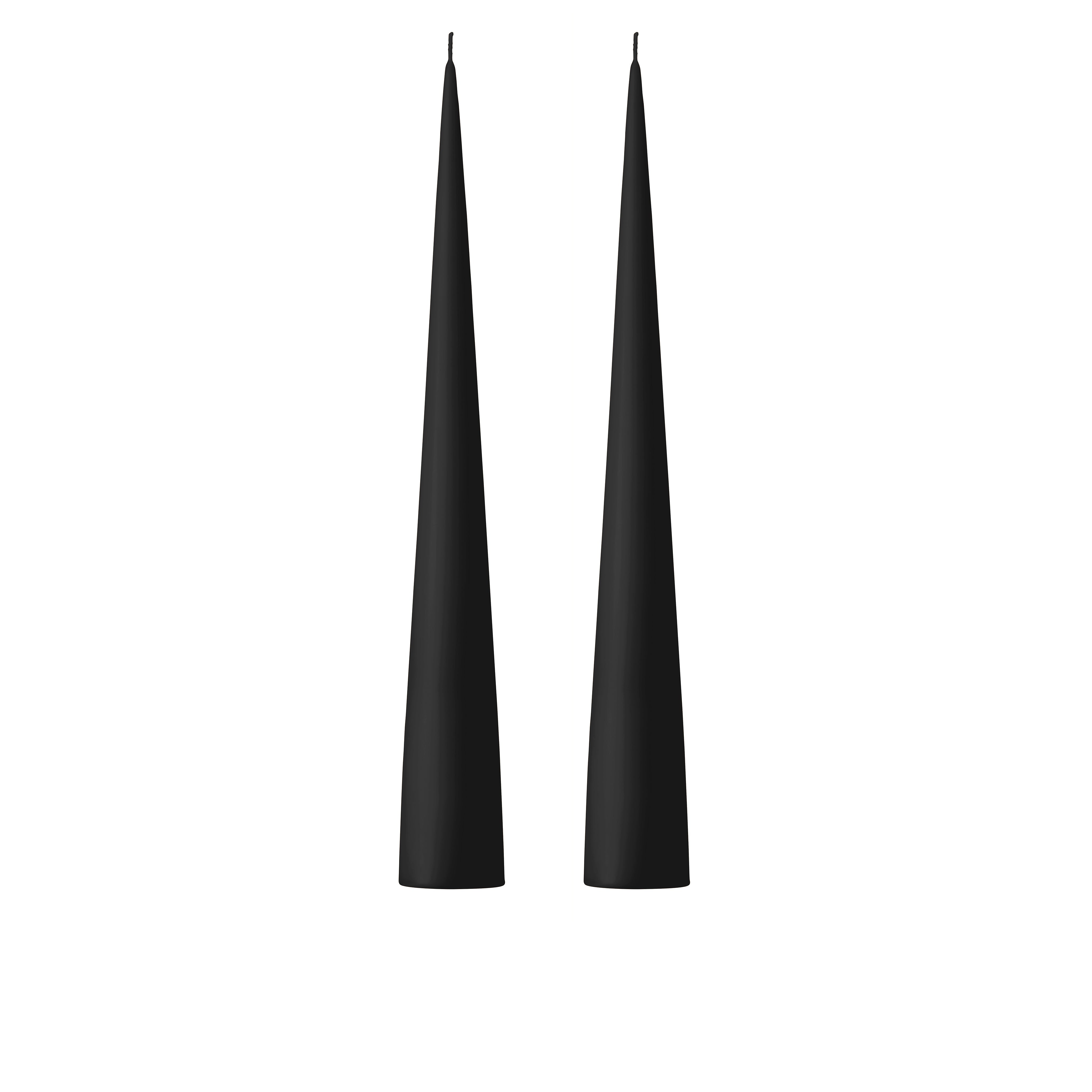 Ester&Erik-Velvet Matt Black Kokusuz 2'li Kalın Konik Mum 37 Cm-Mum-1-Milagron.com