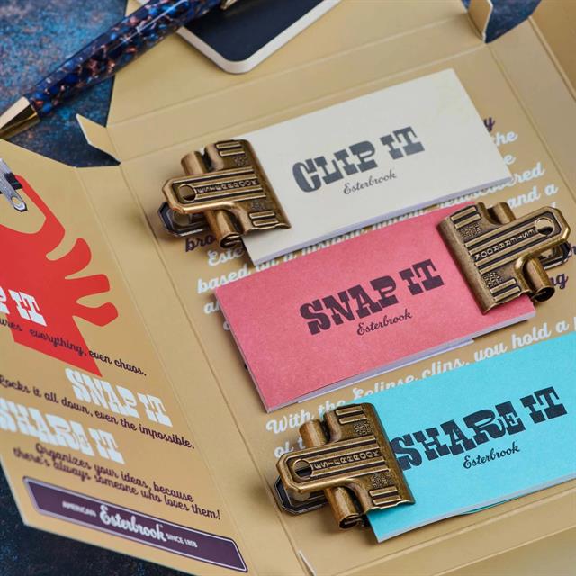 Esterbrook-Esterbrook Eclipse 3'lü Klips Seti Pirinç / Brass-Klips-6-Milagron.com