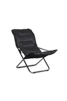 Estetik Decor-Comfort Base Katlanabilir Hakiki Deri Berjer Siyah - Metal Krom Ayaklı-Koltuk & Berjer-1-Milagron.com