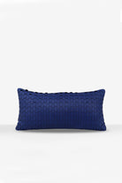 Estetik Decor-Yastık Hakiki Deri Lamelle Mavi – Kesme Desenli (30x60 Cm)-Yastık-1-Milagron.com