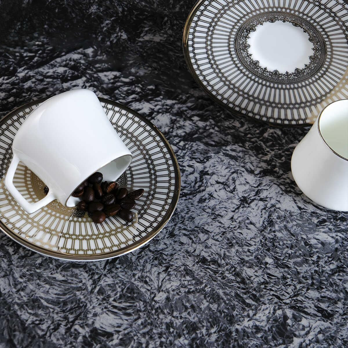 Evaliza Crown Platin 6 Kişilik Porselen Kahve Fincan Takımı 80 ml 44199