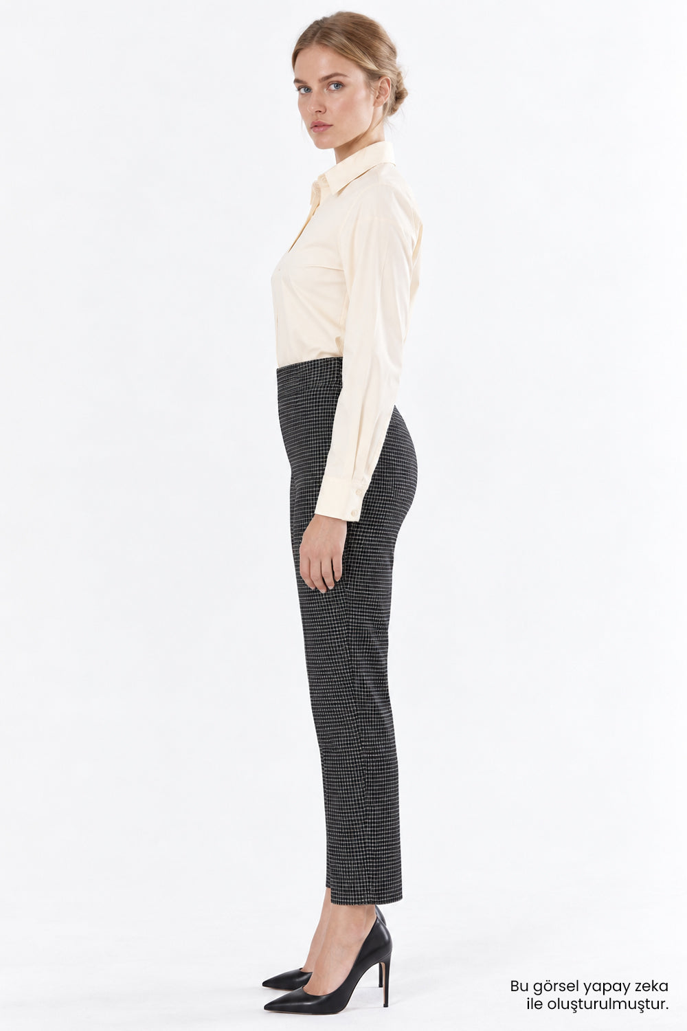 Arkası Lastikli Dar Paça Slim Fit Çok Renkli Pantolon