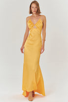 Exquise-Askılı A Kesim Regular Fit Saten Maxi Elbise-ELBİSE-1-Milagron.com