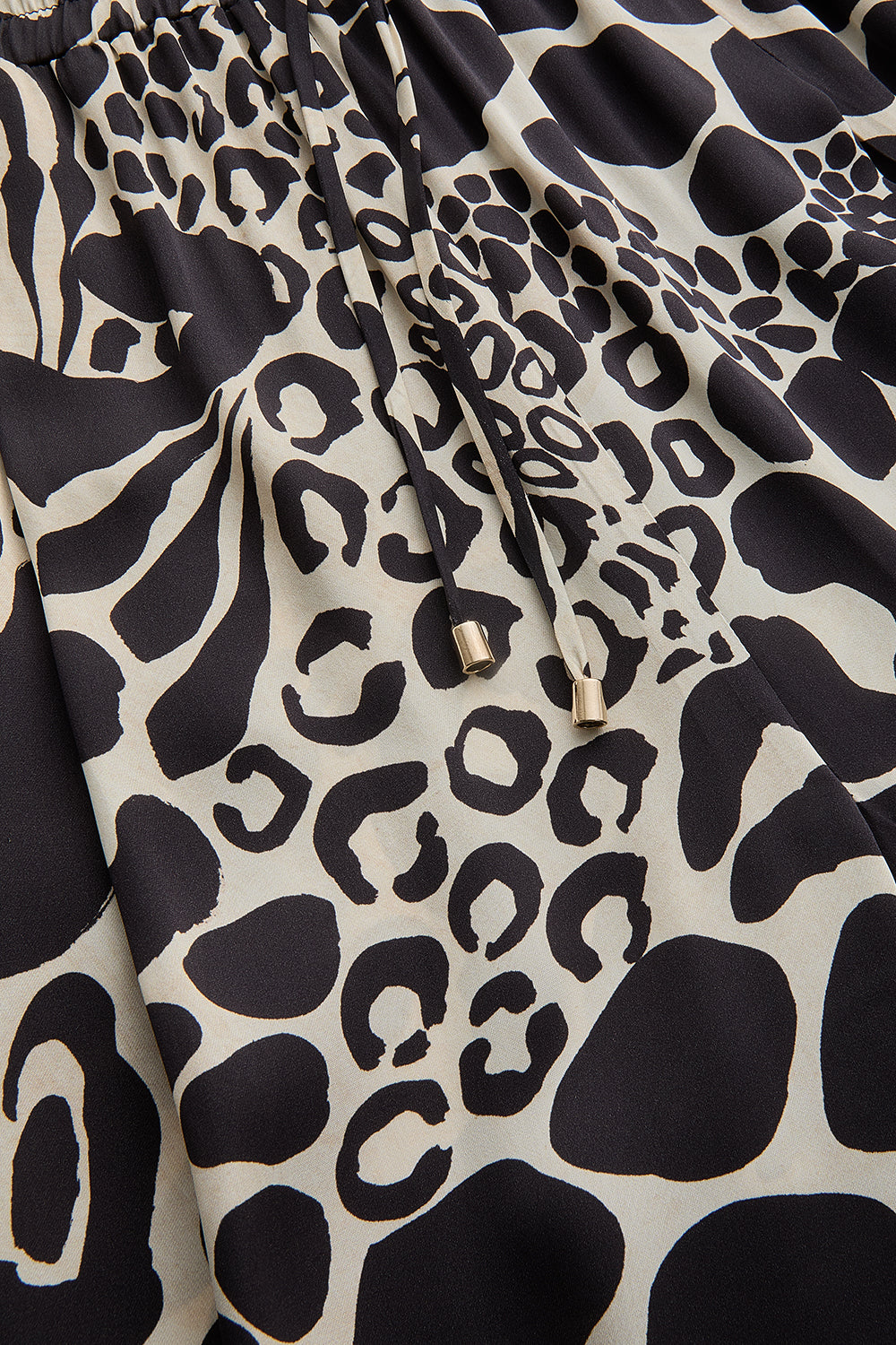 Exquise-Ayarlanabilir Bağcıklı Yüksek Bel Desenli Bol Kesim Pantolon-Pantolon-6-Milagron.com