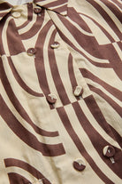 Exquise-Bağcık Detaylı Soyut Desenli Kahve Bej Regular Fit Pamuklu Gömlek-Gömlek-7-Milagron.com