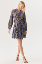 Exquise-Bağcık Detaylı Yaprak Desenli Rahat Kesim Pamuklu Mini Elbise-Elbise-2-Milagron.com
