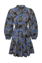 Exquise-Bağcık Detaylı Yaprak Desenli Rahat Kesim Pamuklu Mini Elbise-Elbise-6-Milagron.com