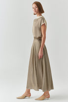 Exquise-Bağcıklı Beli Lastikli Desenli Regular Midi çok Renkli Etek-ETEK-3-Milagron.com