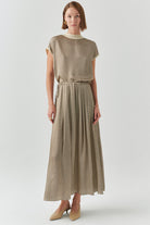 Exquise-Bağcıklı Beli Lastikli Desenli Regular Midi çok Renkli Etek-ETEK-5-Milagron.com