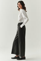 Exquise-Bağcıklı Cepli Düz Regular Dokuma Gri Pantolon-PANTOLON-2-Milagron.com