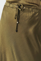 Exquise-Bağcıklı Regular Saten Midi Haki Etek-ETEK-6-Milagron.com