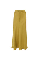 Exquise-Bağcıklı Regular Saten Midi Lime Etek-ETEK-7-Milagron.com