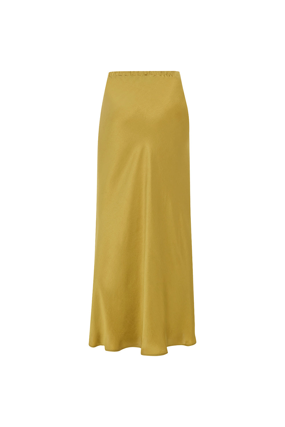 Exquise-Bağcıklı Regular Saten Midi Lime Etek-ETEK-8-Milagron.com