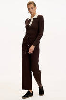 Exquise-Bağcıklı Regular Triko Kahve Pantolon-2-Milagron.com