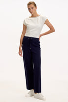 Exquise-Bağcıklı Regular Triko Lacivert Pantolon-2-Milagron.com