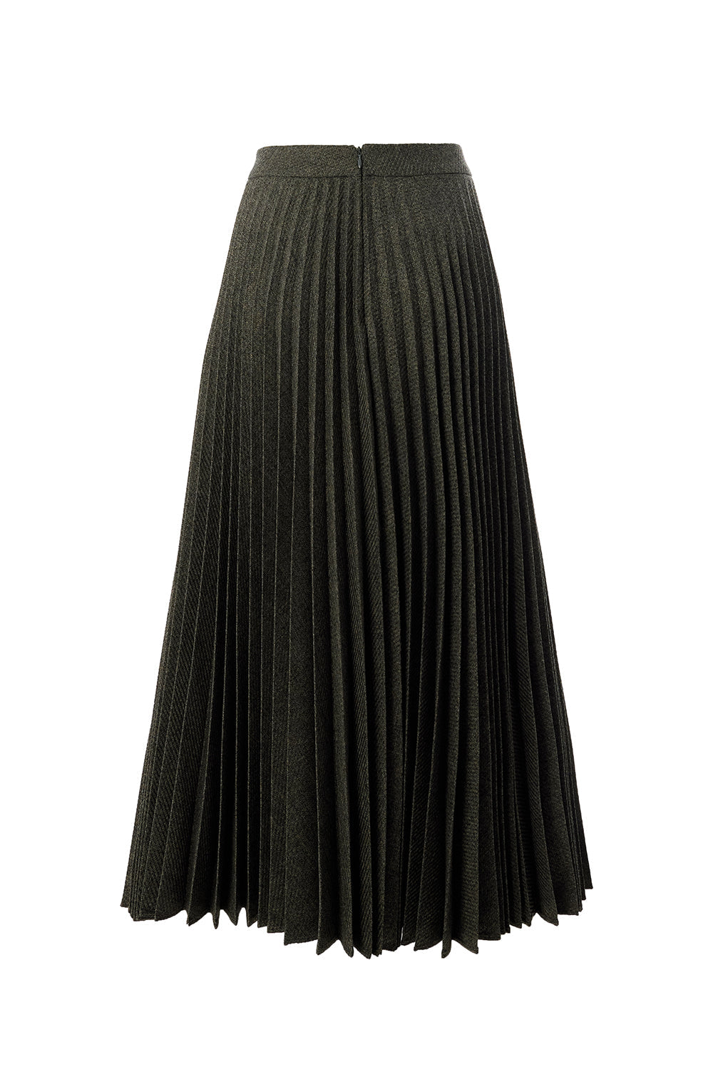 Exquise-Balık Sırtı Desenli Pilisoley Yüksek Bel Tokalı Regular Midi Gri Etek-ETEK-6-Milagron.com