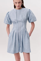 Balon Kollu Bele Oturan Cepli Regular Mini Çok Renkli Elbise