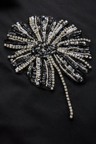 Exquise-Belden Bağlamalı Taş İşleme Detaylı Pamuklu Kısa Kol Siyah Gömlek-Gömlek-5-Milagron.com