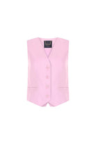 Exquise-Belden Oturtmalı Pudra Keten Yelek-Yelek-6-Milagron.com