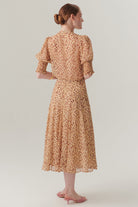 Exquise-Bele Oturan Etekleri Kloş Desenli Midi Boy şifon Etek-Etek-2-Milagron.com