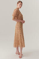 Exquise-Bele Oturan Etekleri Kloş Desenli Midi Boy şifon Etek-Etek-3-Milagron.com