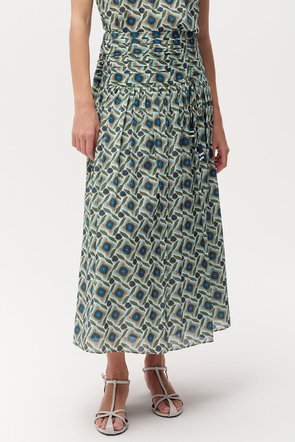 Beli Büzgülü Fermuarlı Regular Midi Etek