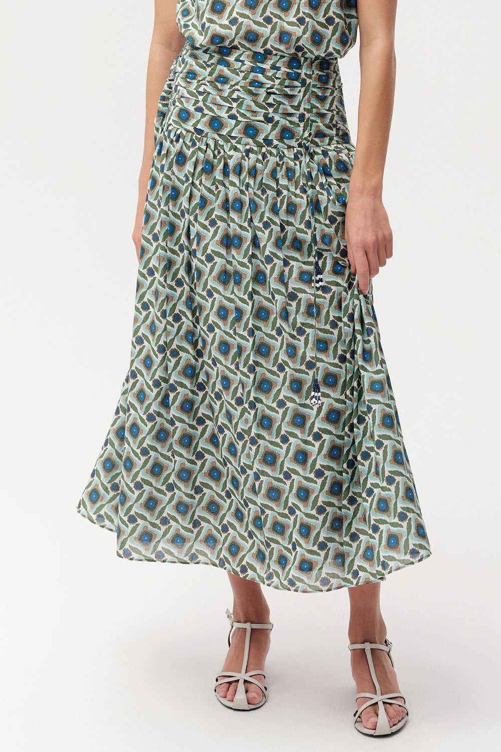 Beli Büzgülü Fermuarlı Regular Midi Etek