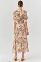 Exquise-Beli Büzgülü Yaprak Desenli Regular Rayon şifon Midi Boy Etek-Etek-5-Milagron.com