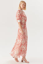 Exquise-Beli Büzgülü Yaprak Desenli Regular Rayon şifon Midi Boy Etek-Etek-9-Milagron.com