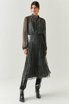 Exquise-Beli Gipeli Büzgülü Regular Midi çok Renkli Etek-ETEK-1-Milagron.com