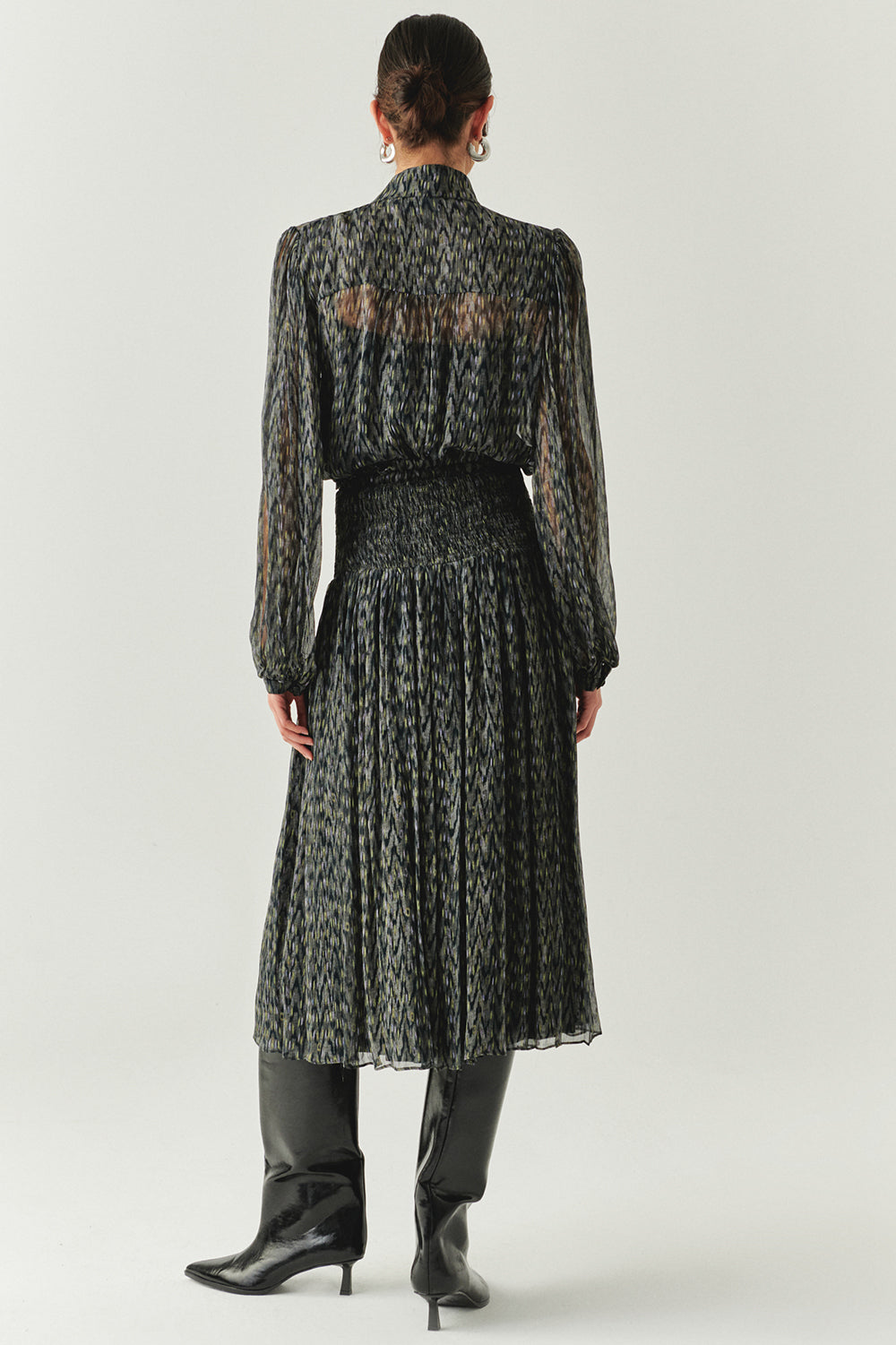 Exquise-Beli Gipeli Büzgülü Regular Midi çok Renkli Etek-ETEK-3-Milagron.com