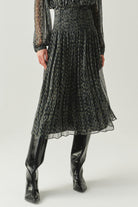 Exquise-Beli Gipeli Büzgülü Regular Midi çok Renkli Etek-ETEK-5-Milagron.com