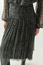 Exquise-Beli Gipeli Büzgülü Regular Midi çok Renkli Etek-ETEK-6-Milagron.com