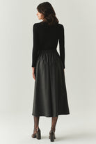 Exquise-Beli Lastikli Cepli Regular Midi Gri Etek-ETEK-3-Milagron.com