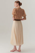 Exquise-Beli Lastikli Düz Kesim Pileli Midi Boy Etek-Etek-4-Milagron.com