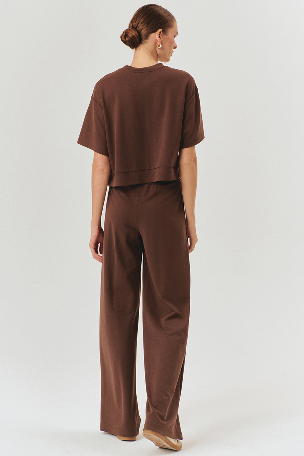 Exquise-Beli Lastikli Yüksek Bel Rahat Kesim Modal Karışımlı örme Pantolon-Pantolon-4-Milagron.com