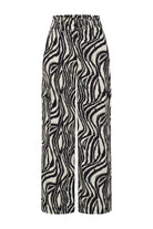 Exquise-Beli Lastikli Zebra Desenli Regular Pamuklu Pantolon-Pantolon-7-Milagron.com