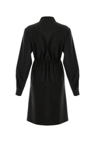 Exquise-Beli Lastikli çiçek Aksesuarlı Regular Mini Gri Elbise-ELBİSE-7-Milagron.com