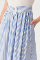 Exquise-Beli Tokalı çizgili Regular Midi Elbise-ELBİSE-5-Milagron.com